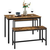Zestaw stół + dwie ławki do kuchni LOFT Zestaw do jadalni i kuchni - stół z dwoma ławkami w stylu industrialnym, loftowym, brązowo-czarny.