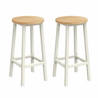 Zestaw 2 hokerów biało-beżowych 65 cm