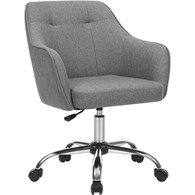 Krzesło biurowe obrotowe szare Praktyczne i wygodne krzesło obrotowe z możliwością regulowania wysokości z obiciem w odcieniach szarości, które doskonale spełni swoją funkcję w biurze, gabinecie, sypialni bądź salonie