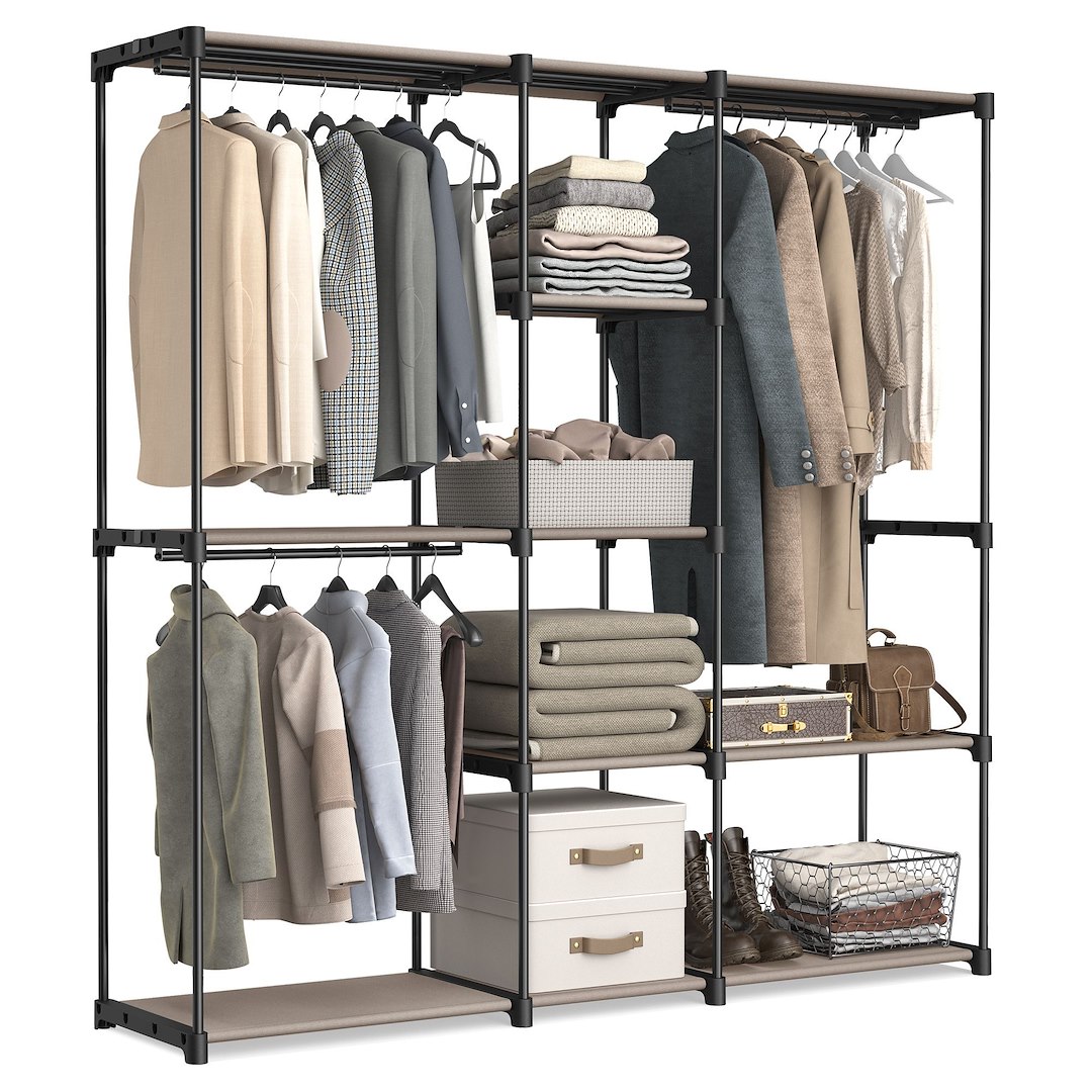 Otwarta modułowa szafa na ubrania taupe