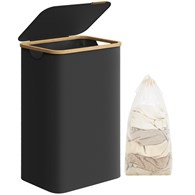 Czarny kosz na pranie z pokrywą 90 L