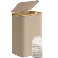 Kosz na pranie z pokrywą 90 L jasny brąz