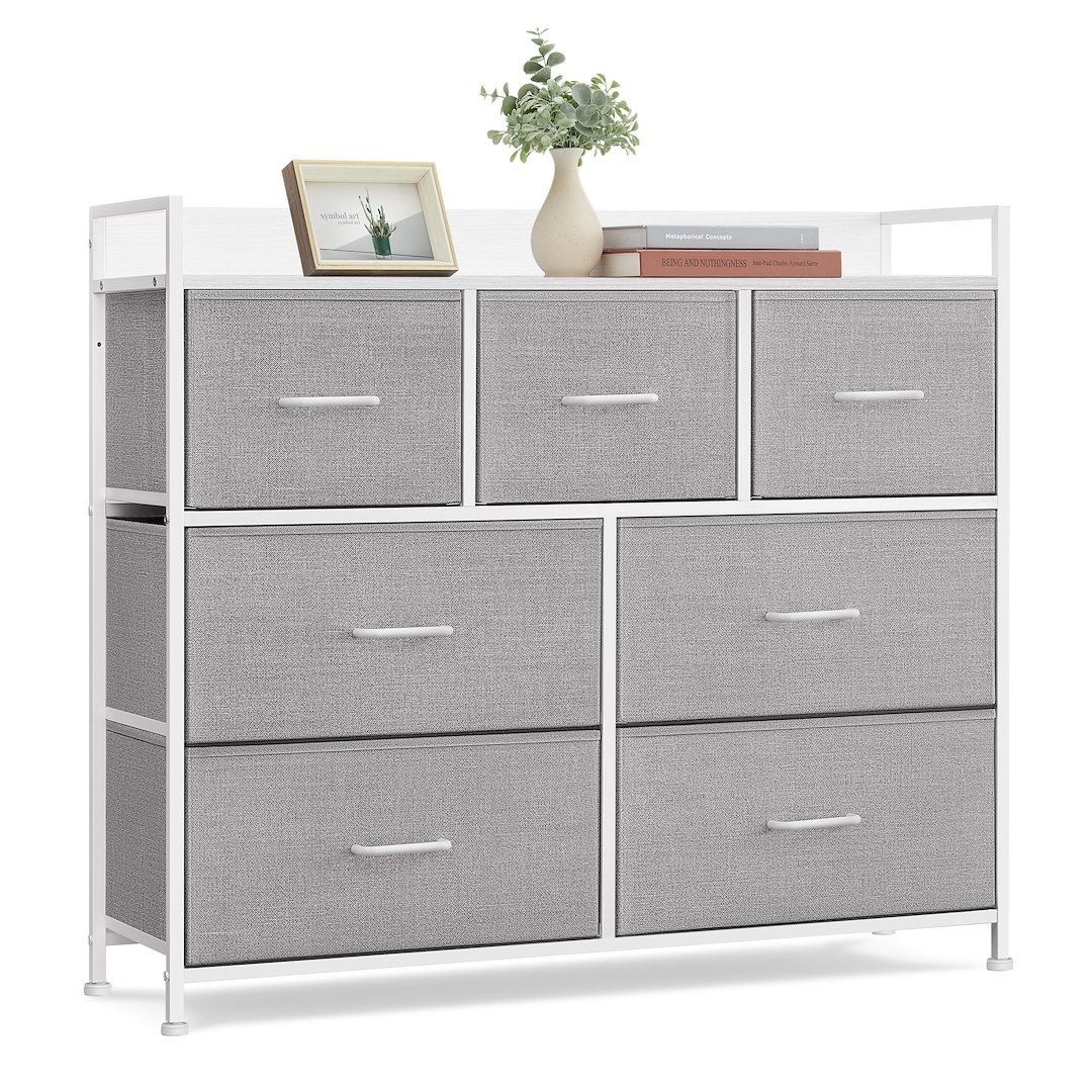 Komoda z 7 szufladami szaro-biała