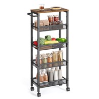 Wąski mobilny wózek z 5 półkami loft