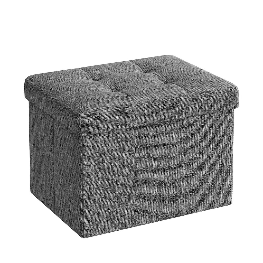 Pufa ze schowkiem pikowana 41 cm szara