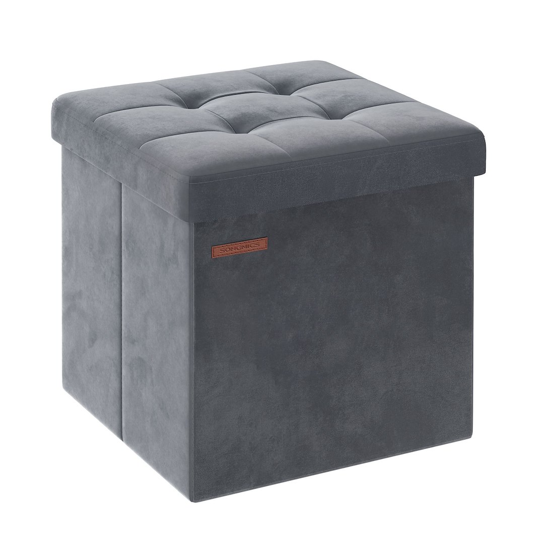 Pufa ze schowkiem 43 L szary aksamit