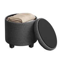 Okrągła szara pufa ze schowkiem 22 L