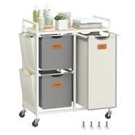 Kosz na pranie 3 komorowy szaro-kremowy