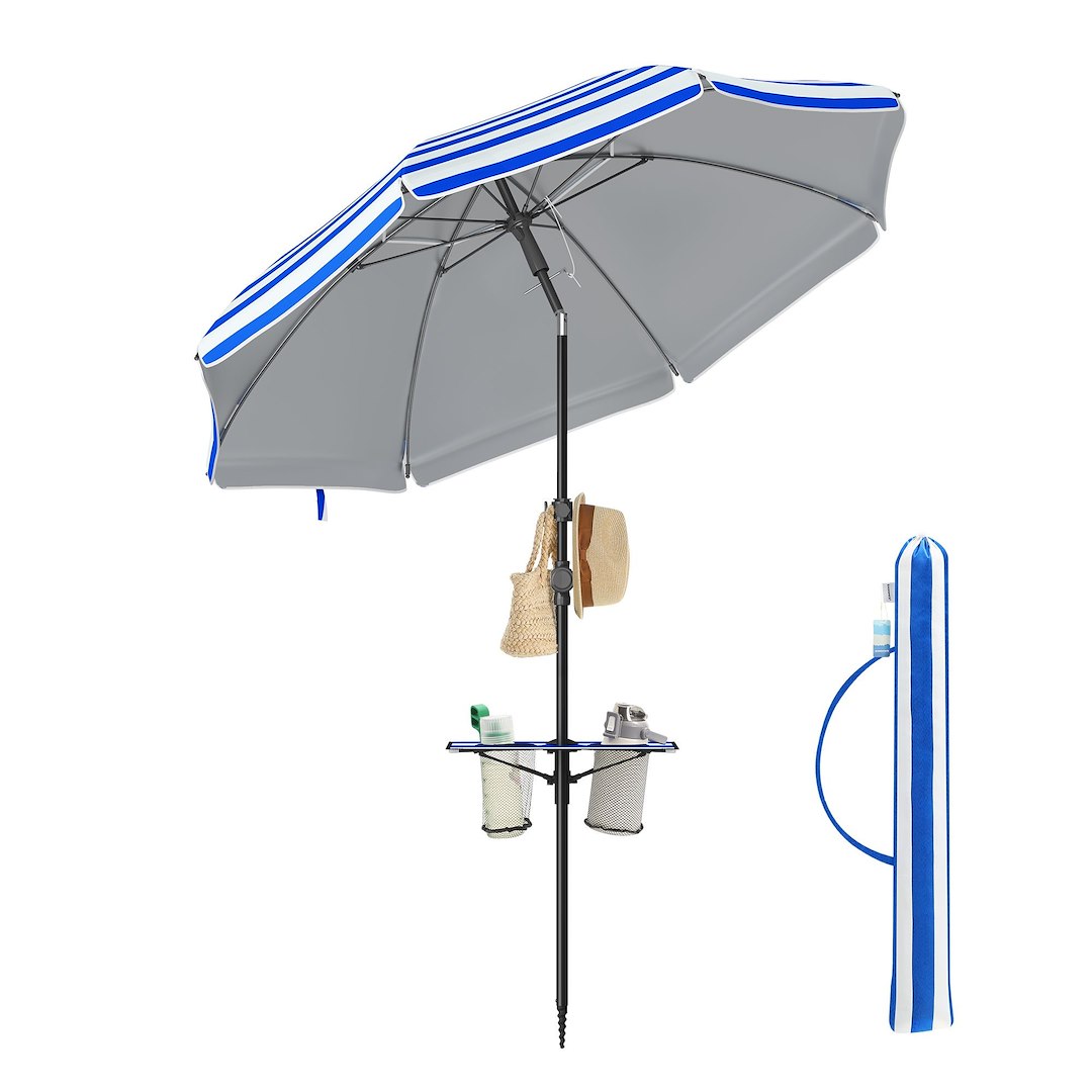 Parasol ogrodowy 160 x 206 cm biało-niebieski