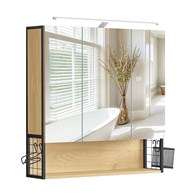 Szafka łazienkowa wisząca z oświetleniem i lustrem