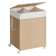 Beżowy mobilny kosz na pranie 2 x 50 L