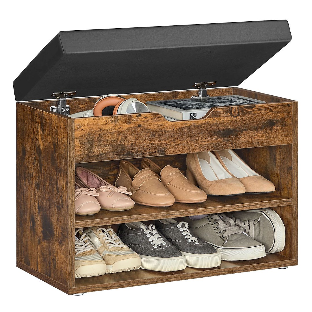Brązowa szafka na buty ze schowkiem