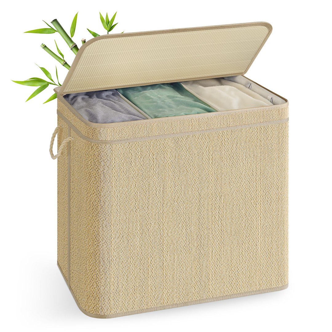 Bambusowy kosz na pranie 3 komory 170 L