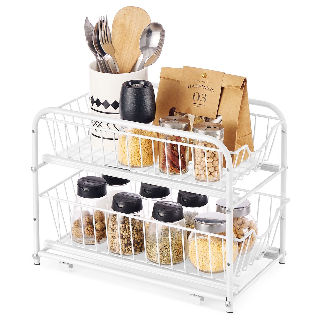 Organizer kuchenny z 2 koszami biały