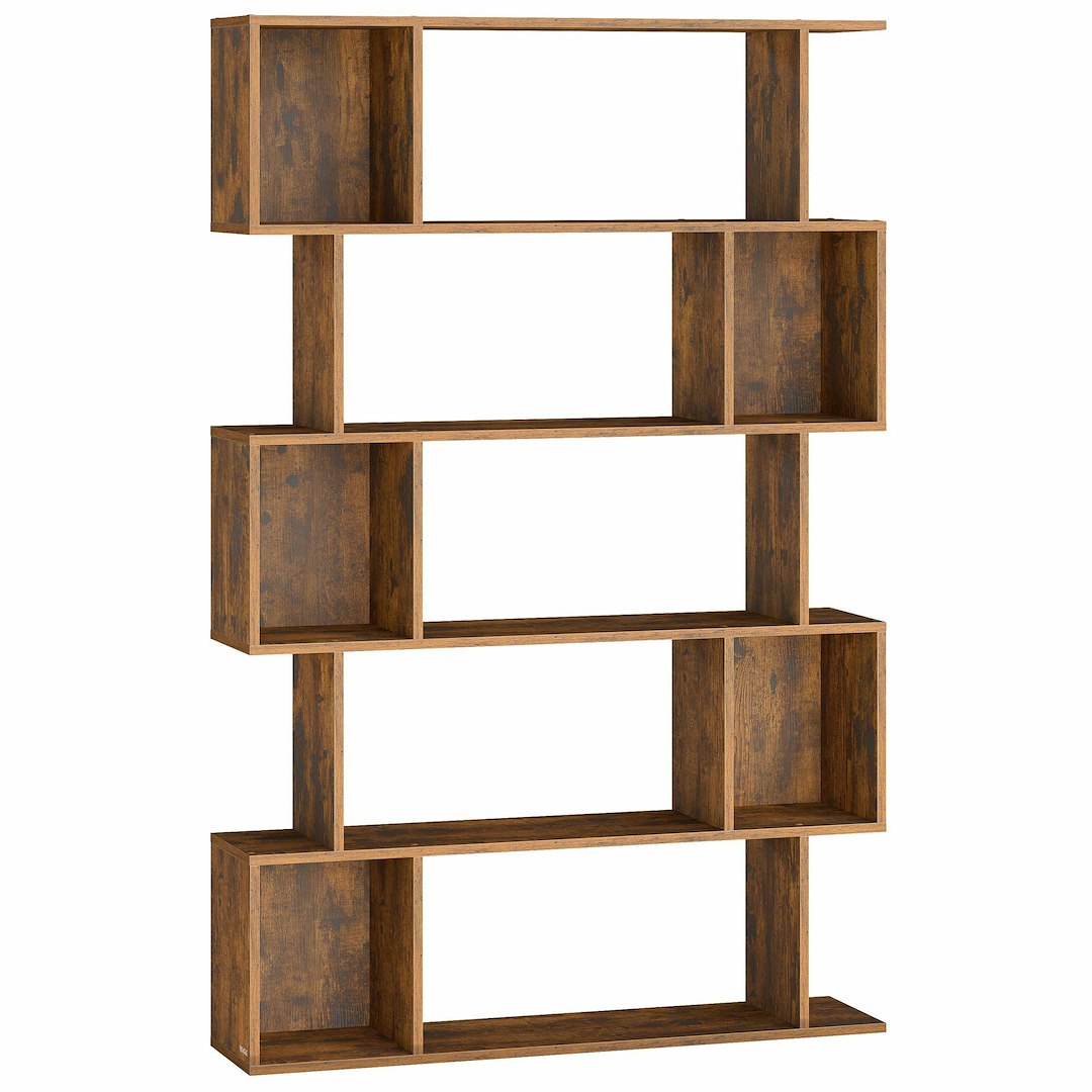 Szeroki regał na książki 5 poziomów brąz