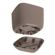Donica kwadratowa z podstawką beż 17cm Prążkowana doniczka wykonana z  solidnego tworzywa, doskonała zarówno do domu jak i ogrodu, wymiary: 19,5x19,5x17 cm