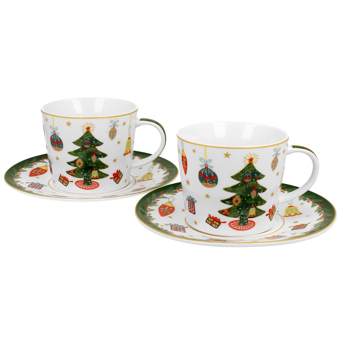 Zestaw 2 filiżanek z motywem świątecznym Christmas Tree 250 ml