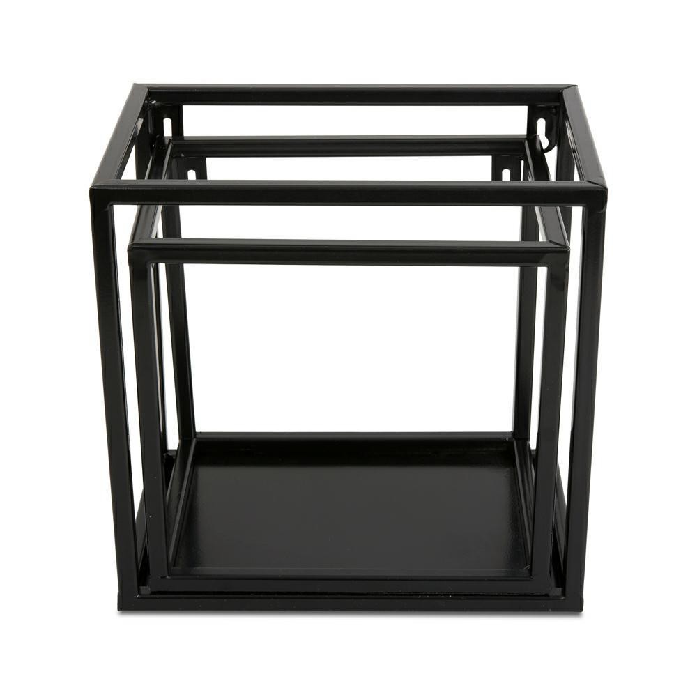 Półka wisząca ścienna metal czarna 20 cm Wykonany z metalu, prosta i stylowa półeczka na kwiaty w kolorze czarnym