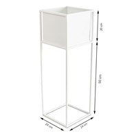 Nowoczesny kwietnik stojak biały 70 cm Wykonany z metalu, prosty i stylowy stojak na kwiatki w kolorze białym