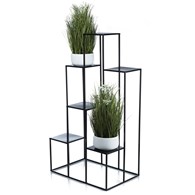 Kwietnik metalowy KASKADA na 6 kwiatów Wykonany z metalu, prosty i stylowy stojak czarny na kwiaty i rośliny w stylu industrialnym, loft czy minimalistycznym