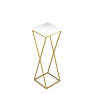 Kwietnik stojący 70 cm blat biały LOFT Wykonany z metalu oraz płyty MDF w kolorze białym i złotym stojakiem, solidny i stylowy kwietnik w stylu industrialnym oraz LOFT