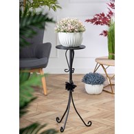 Kwietnik metalowy czarny z różą 75 cm