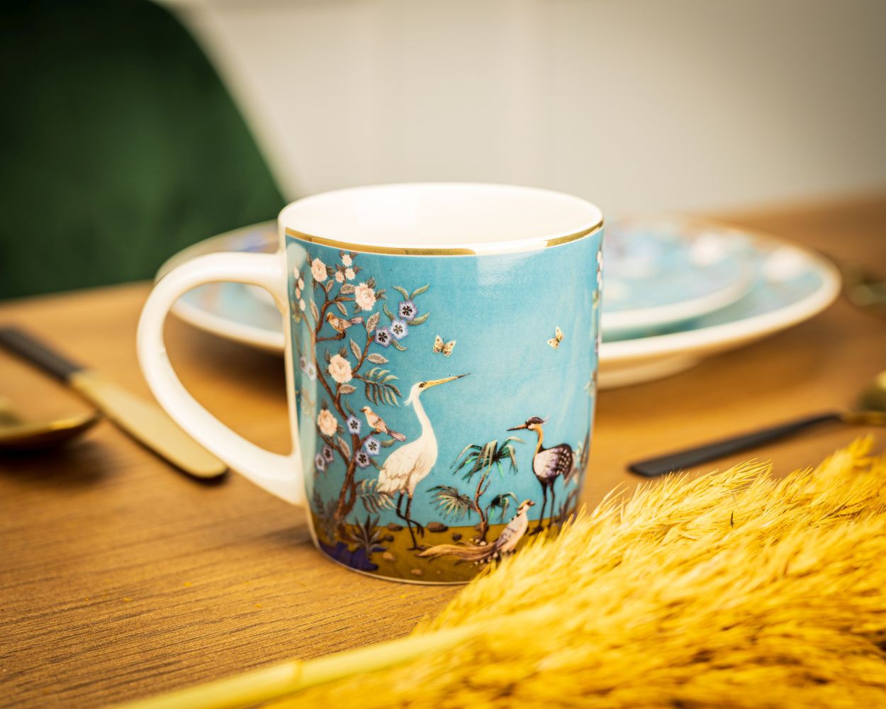 Kubek porcelanowy Ashley 320 ml wzór 3 Elegancki kubek do kawy i herbaty, wykonany z porcelany kostnej inspirowany stylem japońskim o pojemności 320 ml