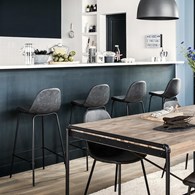 Krzesło barowe Vladi Grey Stabilny i wytrzymały metalowy korpus, idealne jako wyposażenie salonu, kuchni, jadalni lub restauracji, mebel do samodzielnego montażu