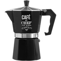 Aluminiowa kawiarka Kelsey czarnaCiśnieniowa kawiarka do przyrządzania domowego espresso, we włoskim stylu retro