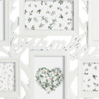 Ramka ścienna na 9 zdjęć Suzy Wykonana z tworzywa sztucznego, przyozdobiona dekoracyjnymi wkładkami, nowoczesny design