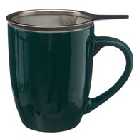 Kubek z zaparzaczem Lian Navy Blue 320ml Wykonany z wysokiej jakości ceramiki, pokrywka w zestawie, zapakowany w eleganckie opakowanie