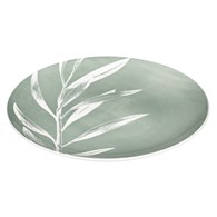 Komplet 6 talerzy obiadowych Green 26 cm Okrągłe talerze obiadowe wykonane z porcelany w kolorze zieleni, ozdobione motywem liści, średnica 26,5 cm