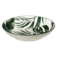 Komplet 6 talerzy do zupy Leafs 20 cmOkrągłe talerze obiadowe wykonane z porcelany, ozdobione motywem zielonych liści, miska o średnicy 20 cm