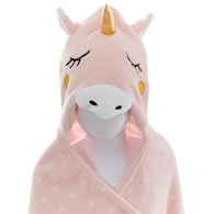 Koc z kapturem Unicorn 100x140 cm Wykonany z trwałego i ciepłego poliestru, motyw jednorożca, idealny pomysł na prezent dla każdego malucha