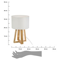 Lampka nocna Molu biała 34,5 cm Podstawa wykonana z drewna sosnowego w naturalnym kolorze, biały materiałowy abażur, idealna do salonu lub sypialni