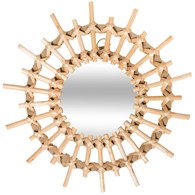 Komplet 3 luster ściennych Sun 28 cm Rama wykonana z wikliny, 3 lustra o jednakowej średnicy w zestawie, elegancki i stylowy dodatek do wnętrz