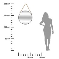 Okrągłe lustro ścienne na sznurze 55 cm Metalowa rama w kolorze czarnym, jutowy sznur, stylowy i funkcjonalny dodatek do wnętrz