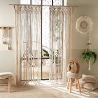 Zasłona bawełniana Makrama 90x200 cm Pleciona makrama wykonana z bawełny, doskonałe uzupełnienie wnętrz w stylu boho