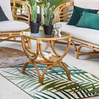 Rattanowy stolik Farah 59 cm Podstawa wykonana z rattanu, blat z hartowanego szkła, stanowił będzie eleganckie uzupełnienie wystroju wnętrz, tarasu lub balkonu