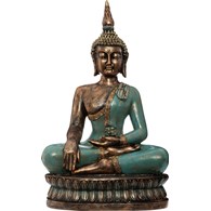 Dekoracyjna figurka Budda 72,5 cm Wysoka figurka medytującego Buddy, wykonana z trwałego poliresinu, ciekawa ozdoba do postawienia w salonie, biurze czy gabinecie