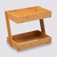Dwupoziomowa półka kuchenna TrayWykonana z drewna bambusowego, dwupoziomowa na przyprawy, akcesoria kuchenne, praktyczna i funkcjonalna