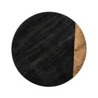 Deska obrotowa 30 cm Black MarbleCzarna deska obrotowa do serwowania przekąsek, dekoracyjna tacka na świece, wykonana z solidnego kamienia w marmurowym stylu i z drewnianym zdobieniem