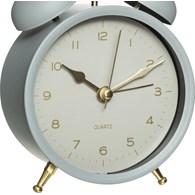 Zegar stołowy budzik retro błękitny Wykonany z metalu zegar w kolorze niebieskim, w stylu retro, złote wskazówki, cichy, nietykający mechanizm