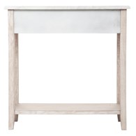 Konsola zdobiona Hina 80x30 cm Posiada dwie szuflady z ozdobnymi frontami, idealna jako wyposażenie salonu, sypialni, przedpokoju lub jadalni, mebel do samodzielnego montażu