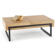 Ława Clara dąb złoty 110x60 cm Stalowe nogi, blat wykonany z MDF-u z okleiną w kolorze dąb złoty, mebel do samodzielnego montażu