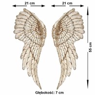 Skrzydła dekoracyjne ścienne wys 55 cm wykonanie polyresin, odcienie beżu, szerokość 21 cm
