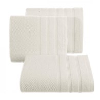 Ręcznik POP 50x90 cm kremowy    Klasyczny, jednobarwny ręcznik kąpielowy o miękkim i przyjemnym splocie frotte z subtelną bordiurą z cienkich pasków