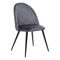 Krzesło Slano Velvet szare Obicie wykonane z miękkiego i przyjemnego w dotyku materiału, metalowe nogi w kolorze czarnym, stylowo prezentujące się krzesło do salonu lub jadalni