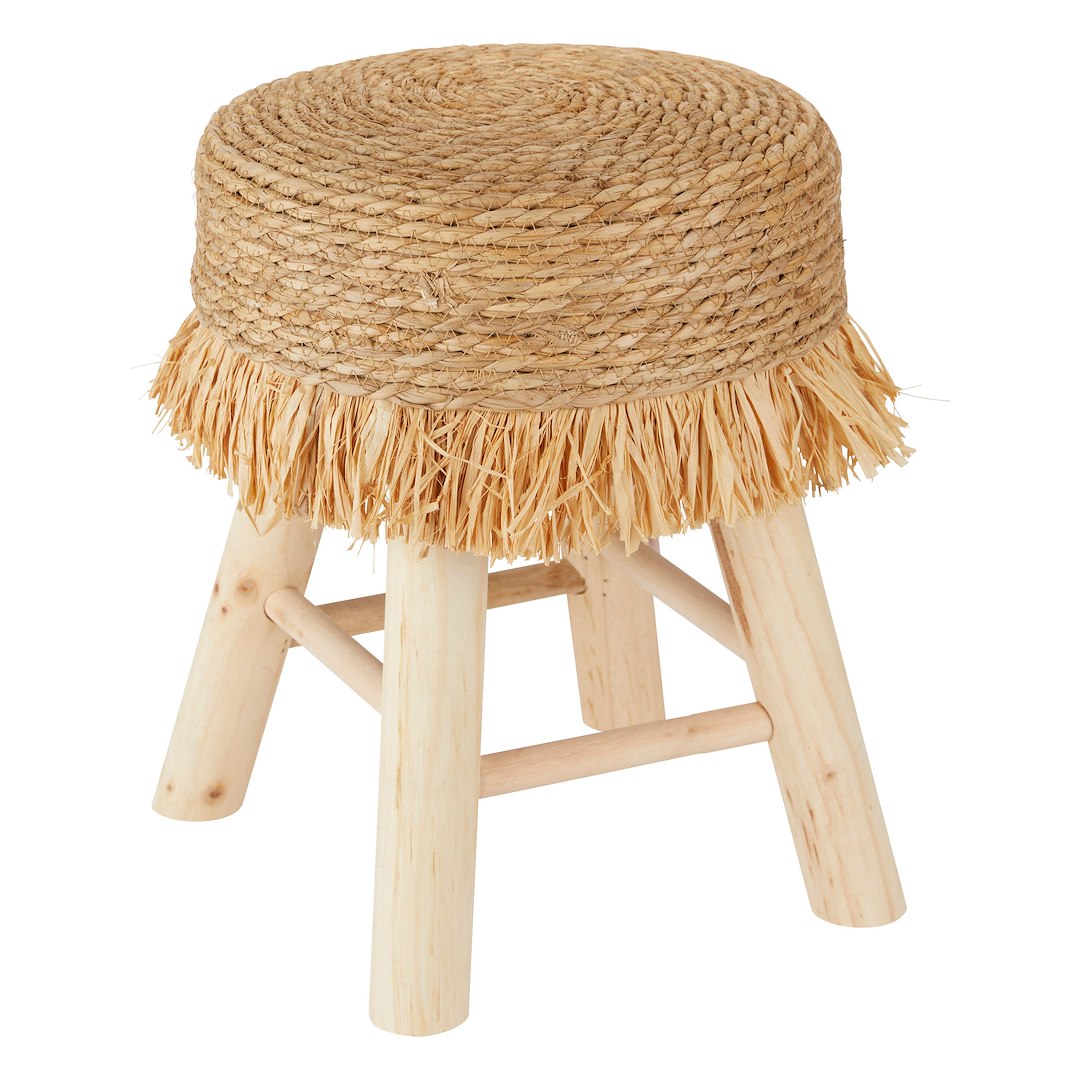 Toboret styl boho beżowy drewniany Gimpo
