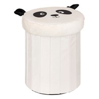 Składana pufa z pokrywką biała Panda